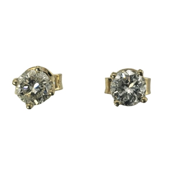 Vintage 14 Karat Yellow Gold Diamond Stud Earrings .40 tcw. #12788